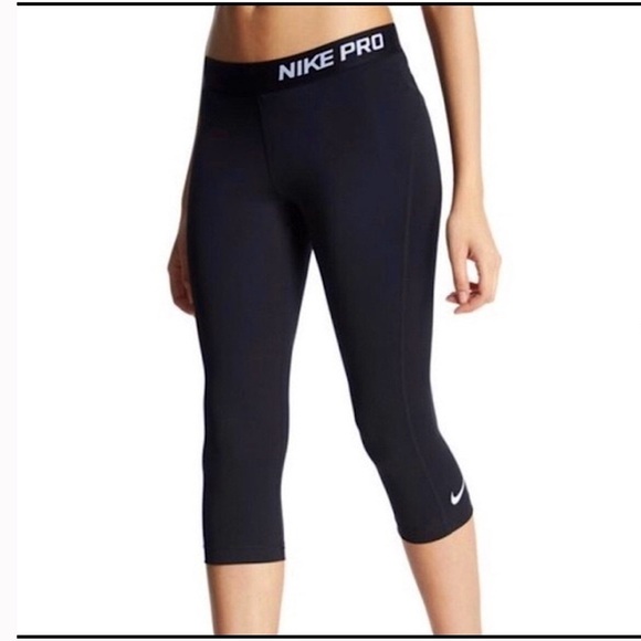 Nike Pro Dri Fit Capri Leggings 3/4 Running Pants - Picture 1 of 6